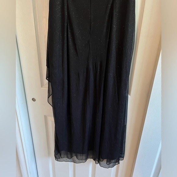 Women's Formal Dress - Ruched Side Glitter Mesh Gown by Alex Evenings - Picture 9 of 14